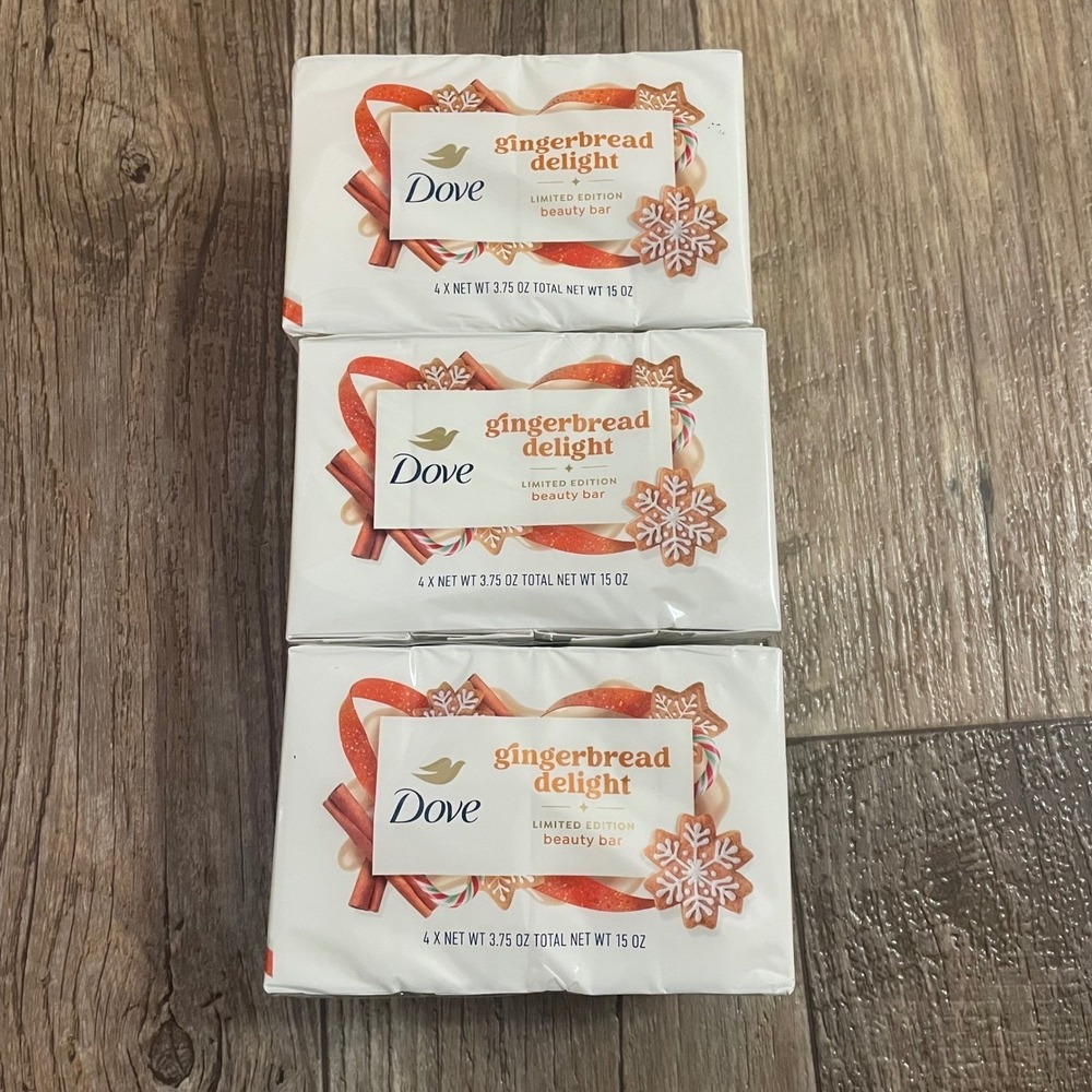 (12 bars) Dove Gingerbread Delight Limited‎ Ed Beauty Bar 3.75oz 4-Pack Lot of 3